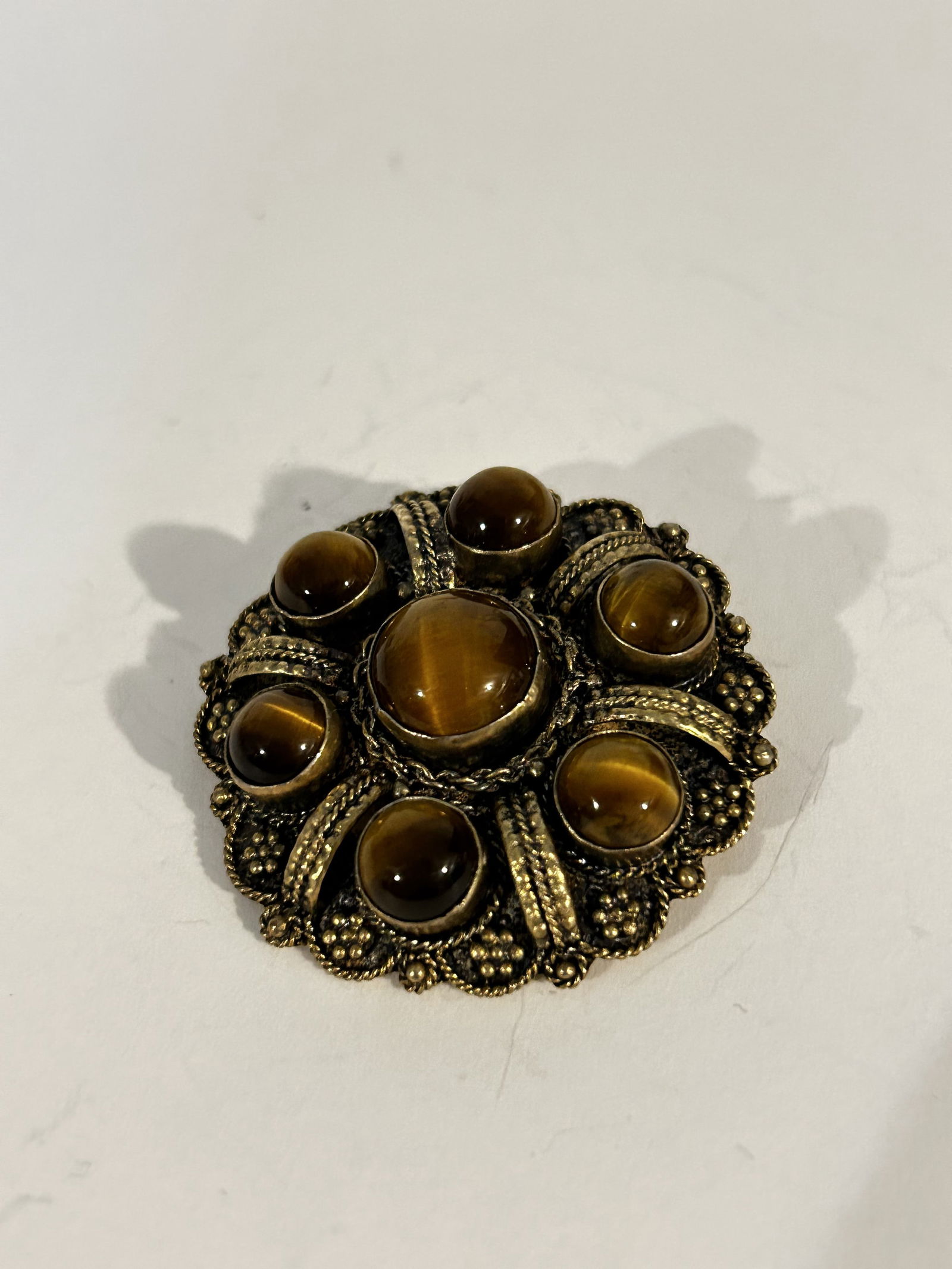 Vintage Sterling Silver Israel tigers eye Brooch (1 of 5)