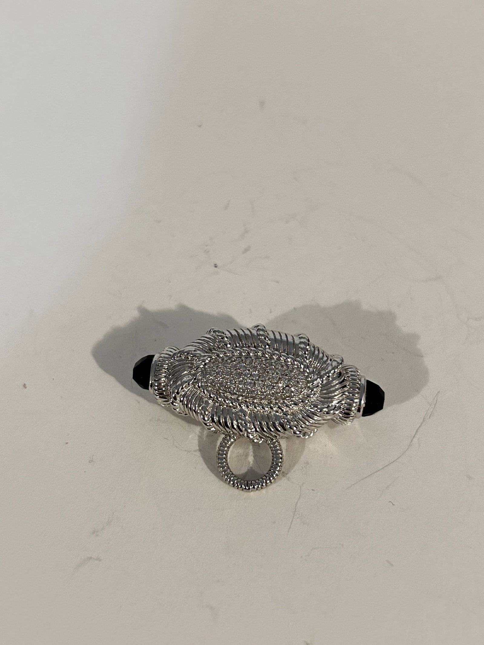 Judith Ripka Black Onyx CZ Enhancer Pendant Sterling 925: Judith Ripka Black Onyx CZ Enhancer Pendant Sterling 925 Please view all photos as they are part of the description and condition of this Item, Feel free to contact me with questions or picture reques