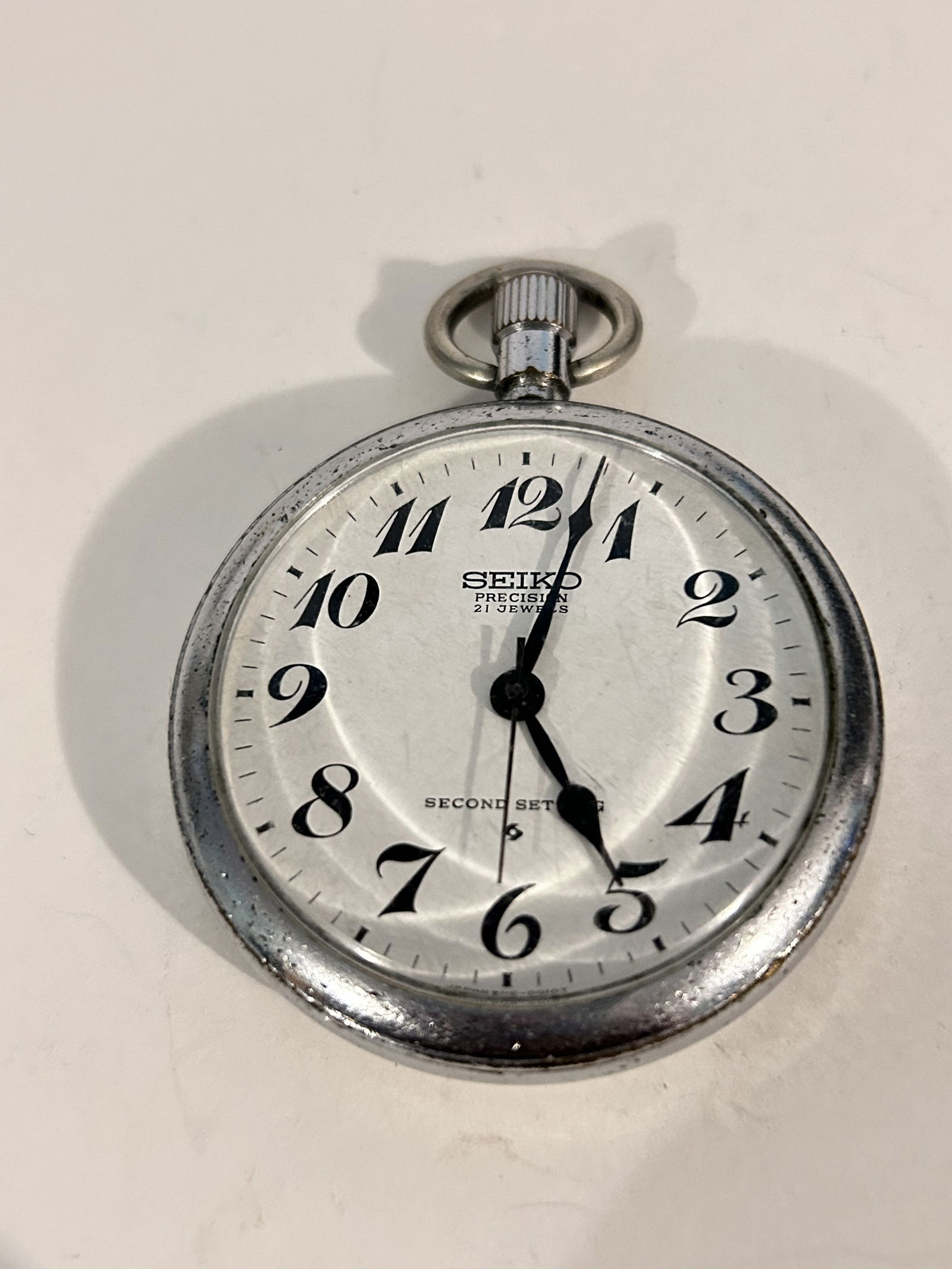 Seiko Precision Vintage Pocket Watch Manual 21 Jewels Open Face Japan (1 of 5)