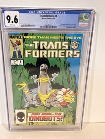 Transformers #8 CGC 9.6 w/ WHITE PAGES from 1985! Marvel 1st app Dinobots