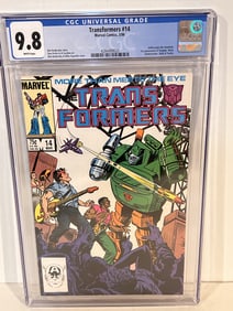 Vintage Comic Book Transformers #14 Key 1st app Grapple, Hoist, Smokescreen, Skids & Tracks CGC 9.8