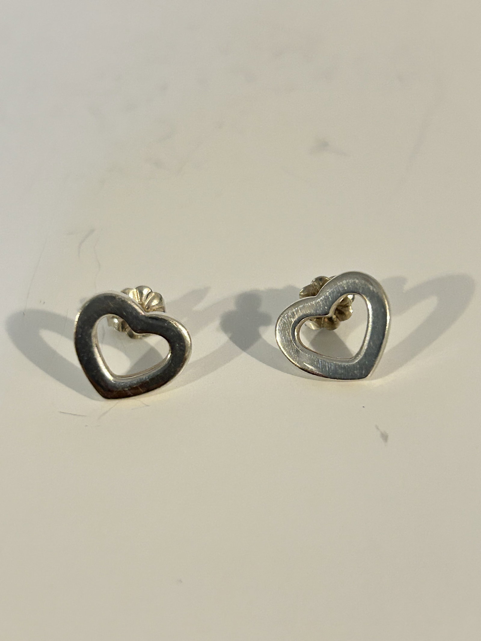 Vintage Sterling Silver Tiffany & Co Heart Shaped Stud Earrings (1 of 4)