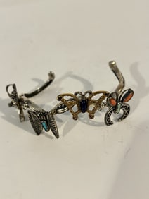 Carolyn Pollack Sterling Silver Multi Gemstone Butterfly cuff Bracelet 8"