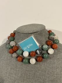 Sterling silver Jay King Long Multi Gemstone Necklace 32" new