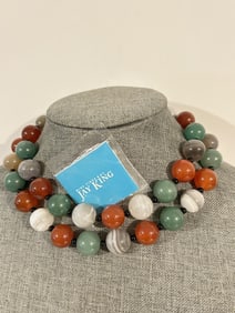 Sterling silver Jay King Long Multi Gemstone Necklace 32" new