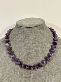 Estate Vintage Amethyst Beaded Necklace 87 Grams 18" new