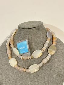 Jay King Chunky natural faceted colorful agate stone bead long layering necklace 40" new