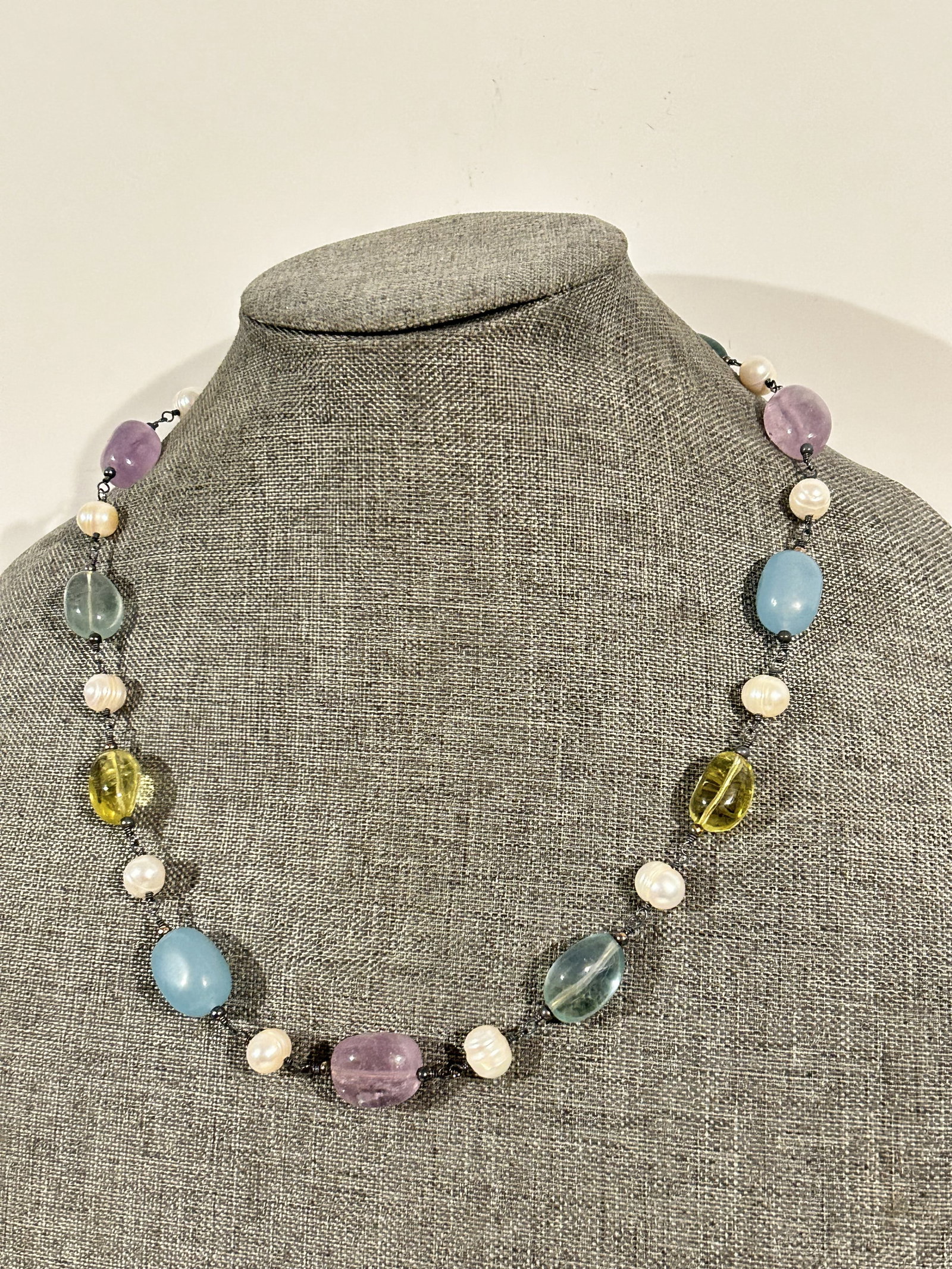 Rarities Sterling Silver Multi-Gemstone Bead Necklace 20" (1 of 6)