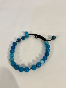 Vintage adjustable blue glass beaded Bracelet