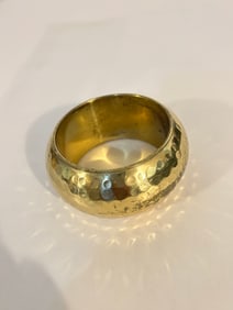 Vintage brass hammered wide Bracelet Sz 7"