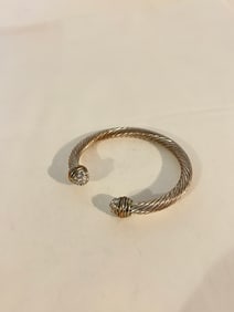 Vintage cable twist rhinestone Bracelet Sz 7"