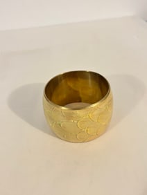 Vintage brass enamel wide Bracelet Sz 8"
