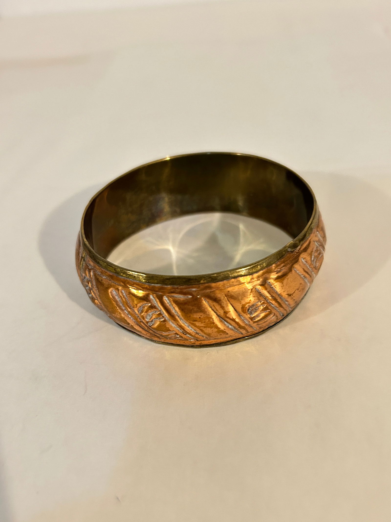 Vintage copper hammered India Bracelet Sz 8" (1 of 3)
