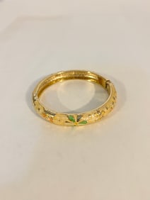 Vintage  Jiu Long Xing enameled hinged Bracelet Sz 7"