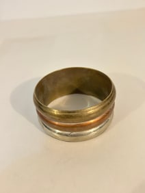 Vintage copper & brass wide Bracelet Sz 8"