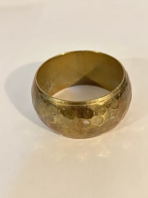 Vintage hammered brass wide Bracelet Sz 7