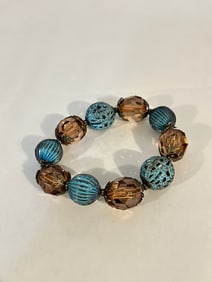 Vintage old beaded filigree stretch Bracelet