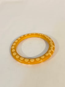 Vintage yellow acrylic bright bangle Bracelet Sz 7
