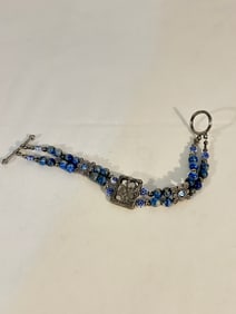 Vintage blue stone beaded Bracelet Sz 7