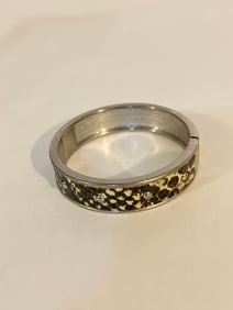Vintage snake skin hinged Bracelet Sz 7
