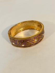 Vintage enamel hinged rhinestone Bracelet Sz 7