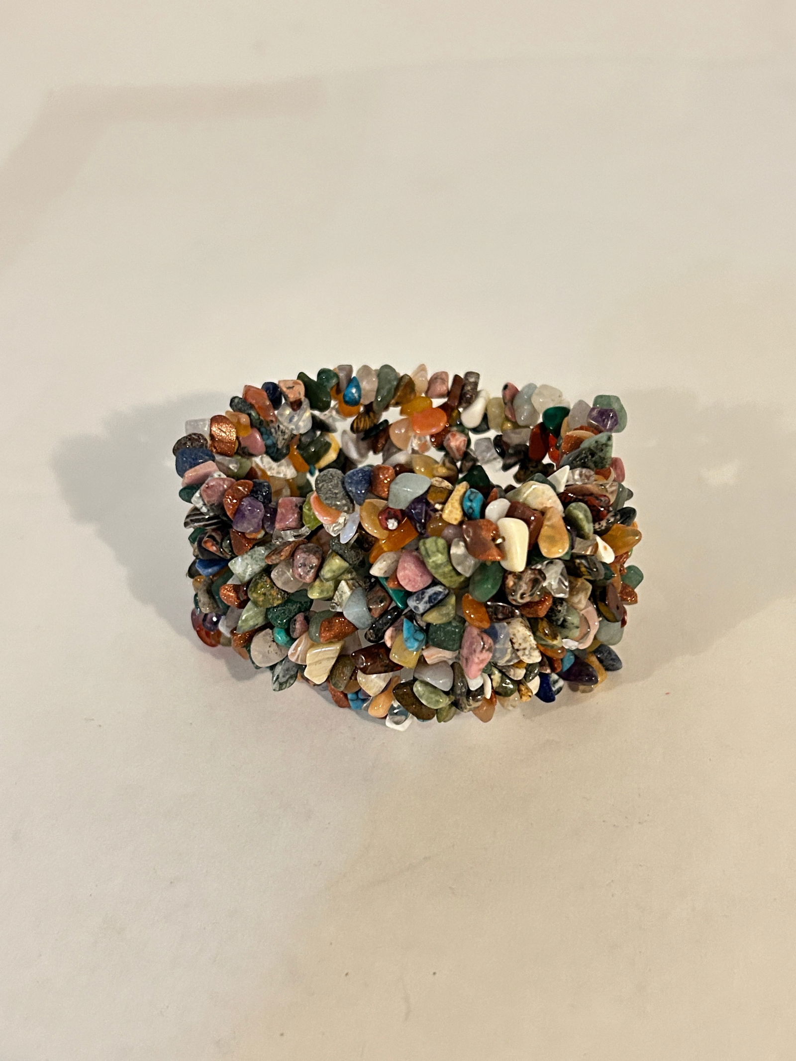 Vintage multi gem stone beaded stretch Bracelet (1 of 5)