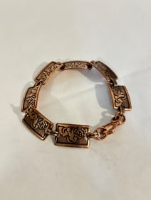 Vintage copper linked wolf Bracelet Sz 7