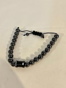 Vintage Hematite/black beaded hero adjustable Bracelet
