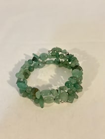 Vintage sterling silver jade beaded Bracelet stretch