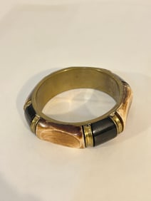Vintage brass bone wide Bracelet Sz 8
