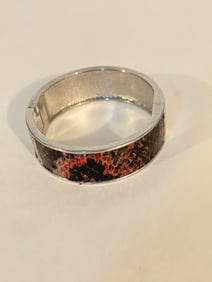 Vintage snake skin hinged Bracelet Sz 7
