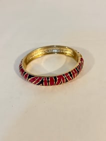 Vintage purple enamel hinged Bracelet Sz 7