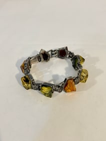 Vintage multi color amber Bracelet Sz 7