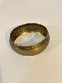 Vintage Brass wide Bracelet Sz 8