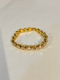Vintage Swarovski Crystal gold tone Bracelet Sz 7