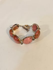Vintage Sterling Silver gem stone Bracelet Sz 7
