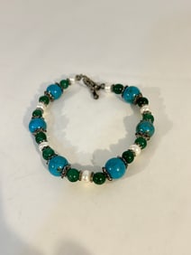Vintage beaded Turquoise Bracelet Sz 7