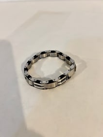 Vintage Stainless Steel black enamel Bracelet Sz 8
