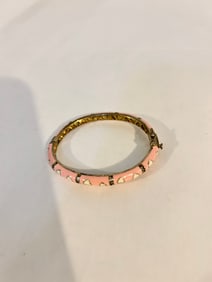 Vintage pink enamel heart childs Bracelet Sz 3