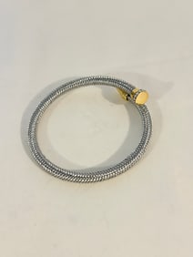 Vintage Stainless Steel cable rhinestone Bracelet Stretchable