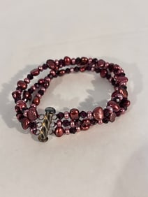 Vintage Sterling Silver beaded Bracelet Sz 7