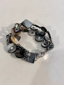 Vintage Sterling Silver mother of pearl Bracelet Sz 7