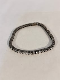 Vintage Sterling Silver rhinestone Bracelet Sz 7