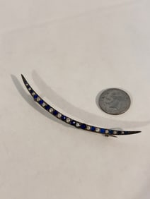 Vintage Sterling Silver 1800s moon Brooch