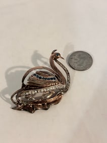 Vintage Sterling Silver old swan bird Brooch