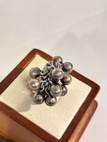 Vintage Sterling Silver beaded Ring sz 8