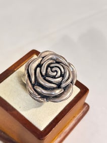 Vintage Sterling Silver flower modernist Ring sz 7