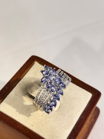 Vintage Sterling Silver rhinestone Ring sz 11