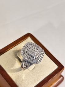 Vintage Sterling Silver rhinestone Ring sz 10
