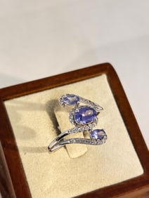 Vintage Sterling Silver rhinestone Ring sz 11